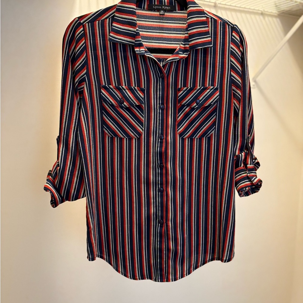Lynn Ryan Striped Button-Up Blouse - Picture 2 of 6